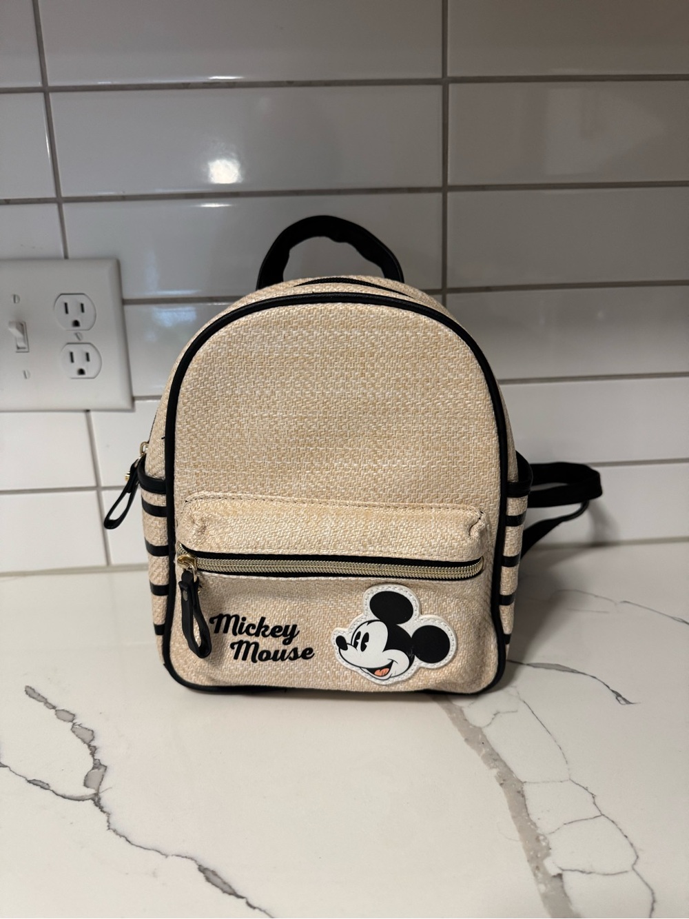 Primark Beige and Black Mickey Mouse Mini Backpack - Picture 2 of 4